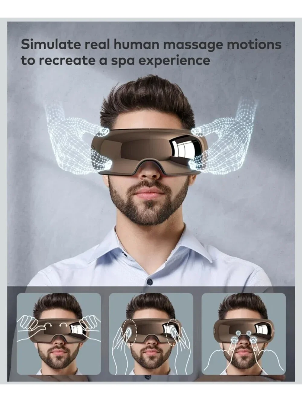 llano Eye Massager with Heat w/ Visible Area to Move Free